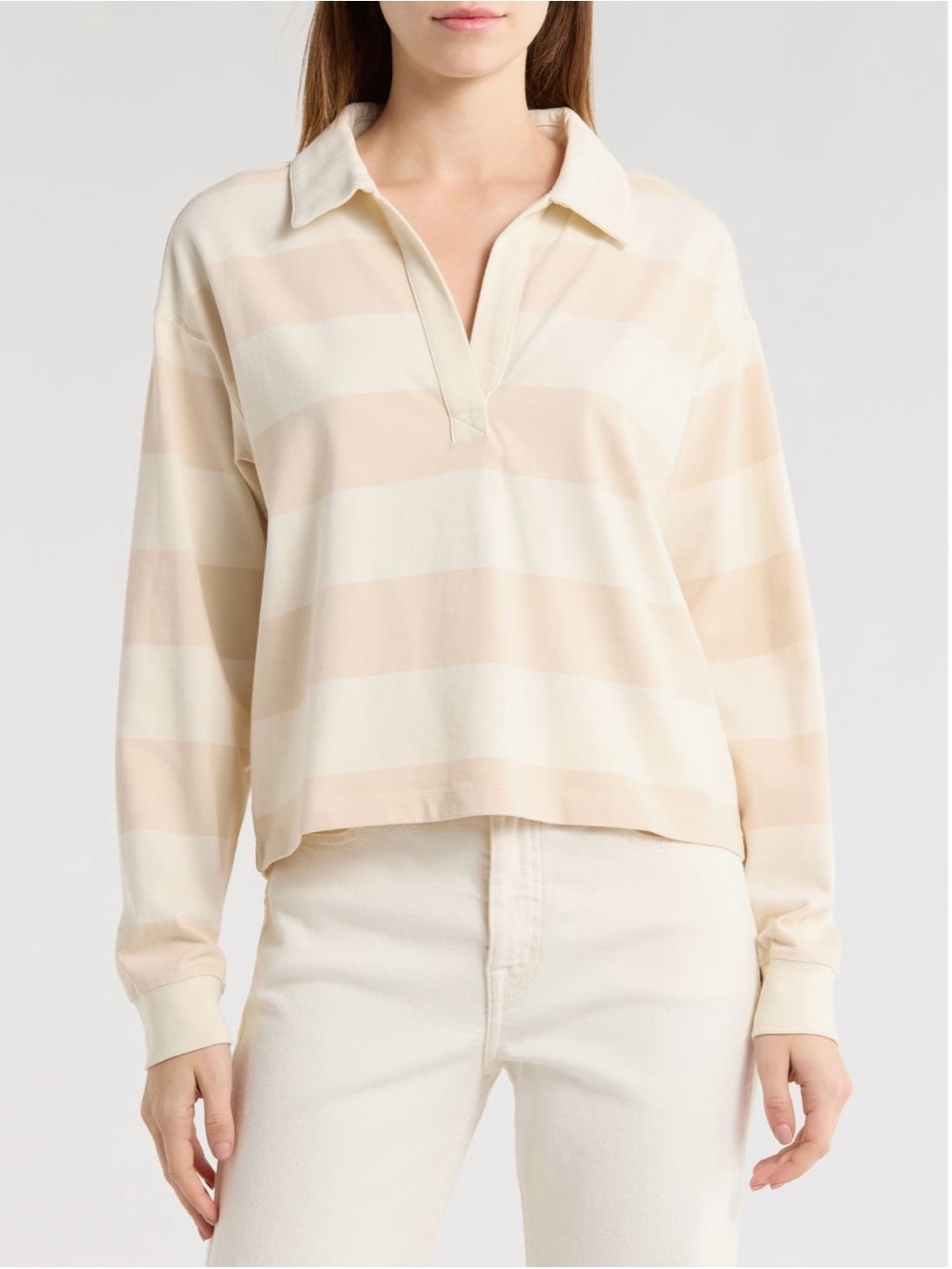 Marine Layer Luxe Rugby Stripe Sueded Cotton Top